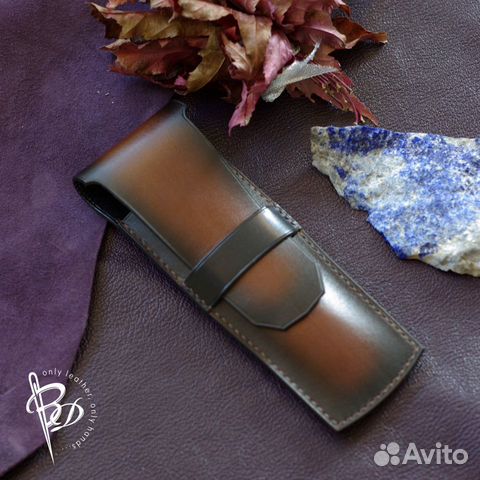 Чехол для ручек, карандашей. Кожа. Handmade