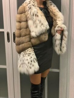 Шуба соболь тортора отделка рысь