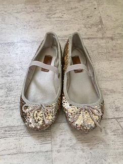 Золотые балетки Zara 24 размер