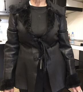 Дубленка легкая натуральная кожа с мехом кролика S