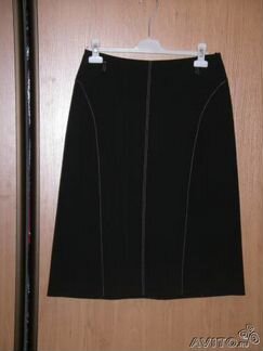 Черная юбка с розовой отстрочкой 46 размер