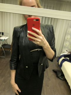 Пиджак кожаный женский