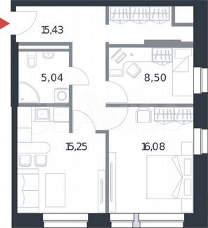 2-к апартаменты, 60.3 м², 16/21 эт.
