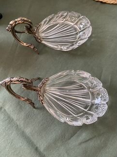 Хрустальная икорница с серебром