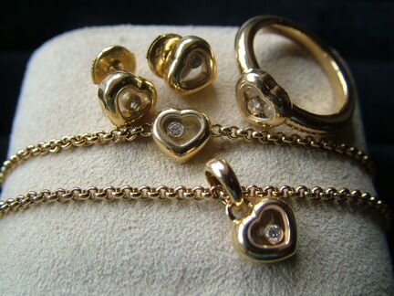 Chopard серьги кольцо браслет и кулон Золото 750