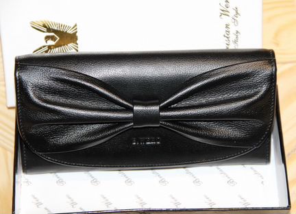 Женский кожаный кошелек Bristan Wero black бант