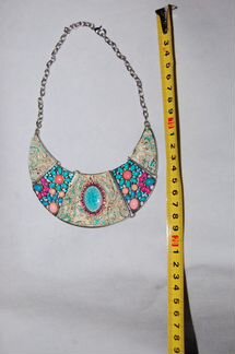 Колье широкое под шею металл пластик бижутерия 3