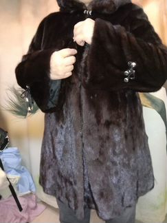 Шуба норковая с капюшоном