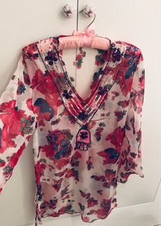 Пляжная туника со стразами