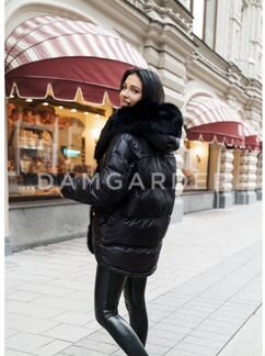 Куртка черная новая зимняя с мехом песца