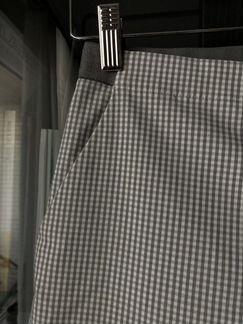 Серые брюки в клетку на резинке Uniqlo XS