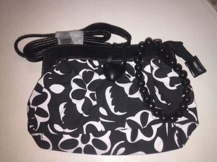 Сумка вечерняя тканевая черно-белая