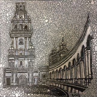 Картина, монастырь и серебряная зима, Испания, 201