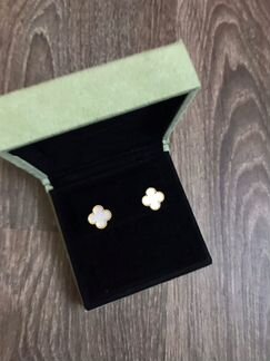 Серьги van cleef перламутр желтое золото