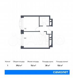 1-к апартаменты, 39.6 м², 15/24 эт.