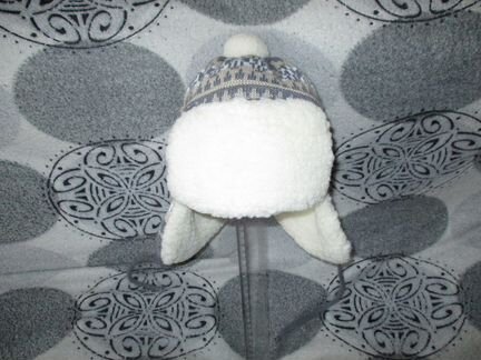 Шапочка вязаная с толстым мехом (серая)