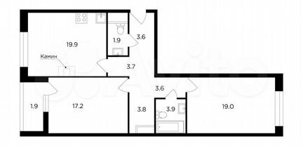 2-к квартира, 78.5 м², 20/20 эт.