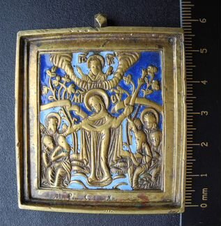 Икона литая. Богоматерь. Мастер хрусталёв. 19 век