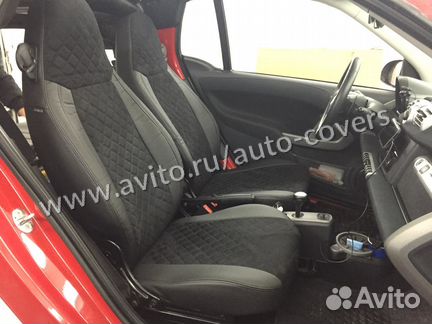 Чехлы на сиденья Smart Fortwo Алькантара Ромб