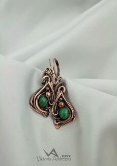 Серьги медные авторские ручной работы