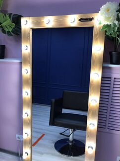 Лофт деревянные зеркала с лампочками