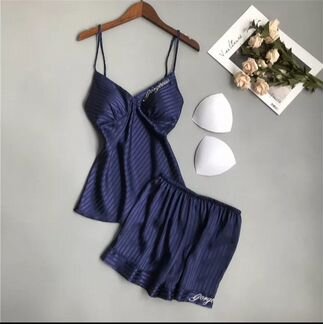 Синяя пижама в полоску М, L новые