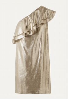 Золотое платье с воланом из шёлка Rachel Zoe S