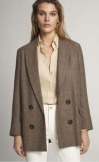 Новый двубортный пиджак блейзер Massimo dutti шерс