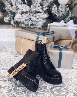 Черные кожаные ботинки dr. Martens