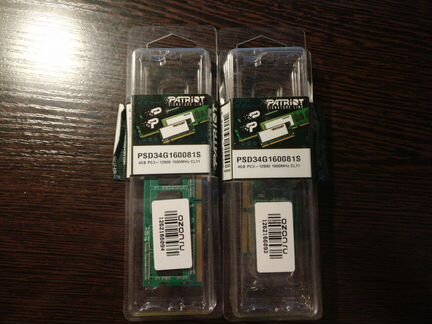 Оперативная память Patriot DDR3 1600Mhz 2x4Gb