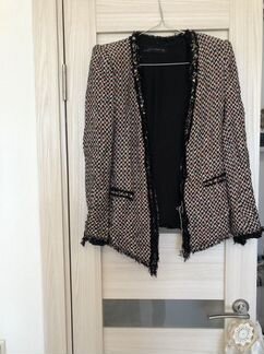 Твидовый пиджак zara и платье без бретелек