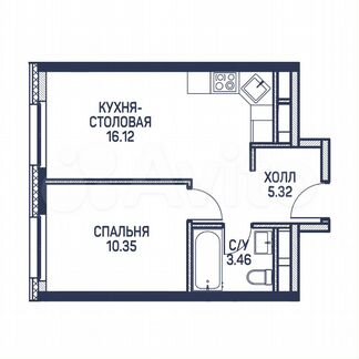 1-к квартира, 35.3 м², 3/22 эт.