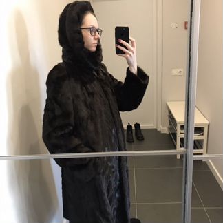 Новая норковая шуба длинная с капюшоном