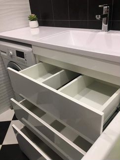 Раковина 130 см с тумбой под стиральной машинкой